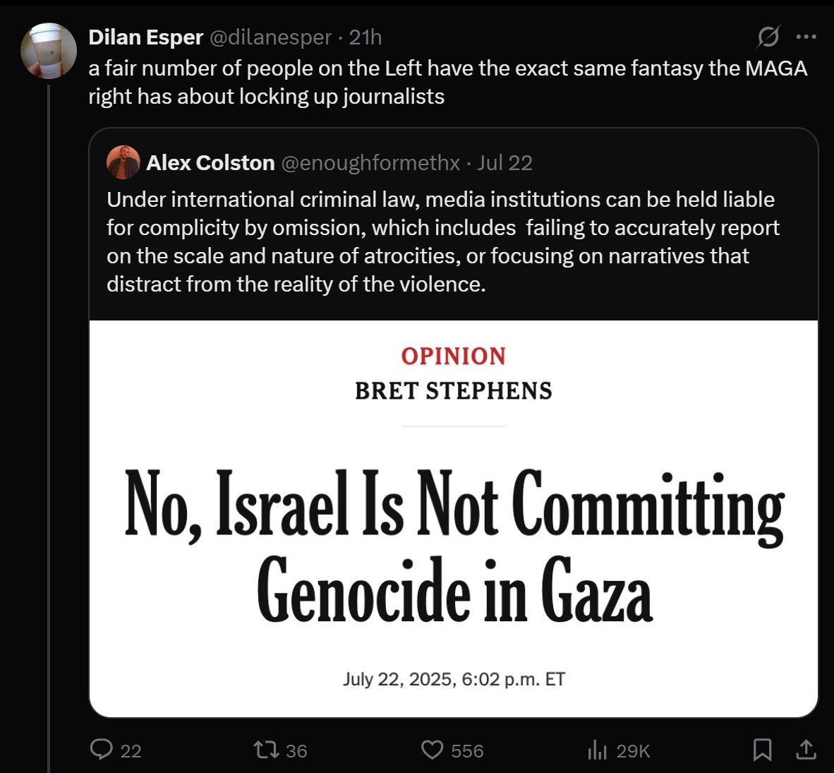 crakkkers's tweet image. Acting like wanting to see Bret Stephens is Gitmo isn't one of the most righteous positions one can hold