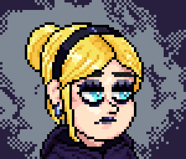 WarpStar08's tweet photo. Made a portrait of my halfling cleric I'll be playing in a Pathfinder2e  one-shot.
She's like an Asmodeus cleric, so she's all goth and stuff🦇
Does she look like she's from family guy?? I have no idea why I'm getting family guy from her I might be going insane.
#pixelart https://t.co/kgFVdUtSUO