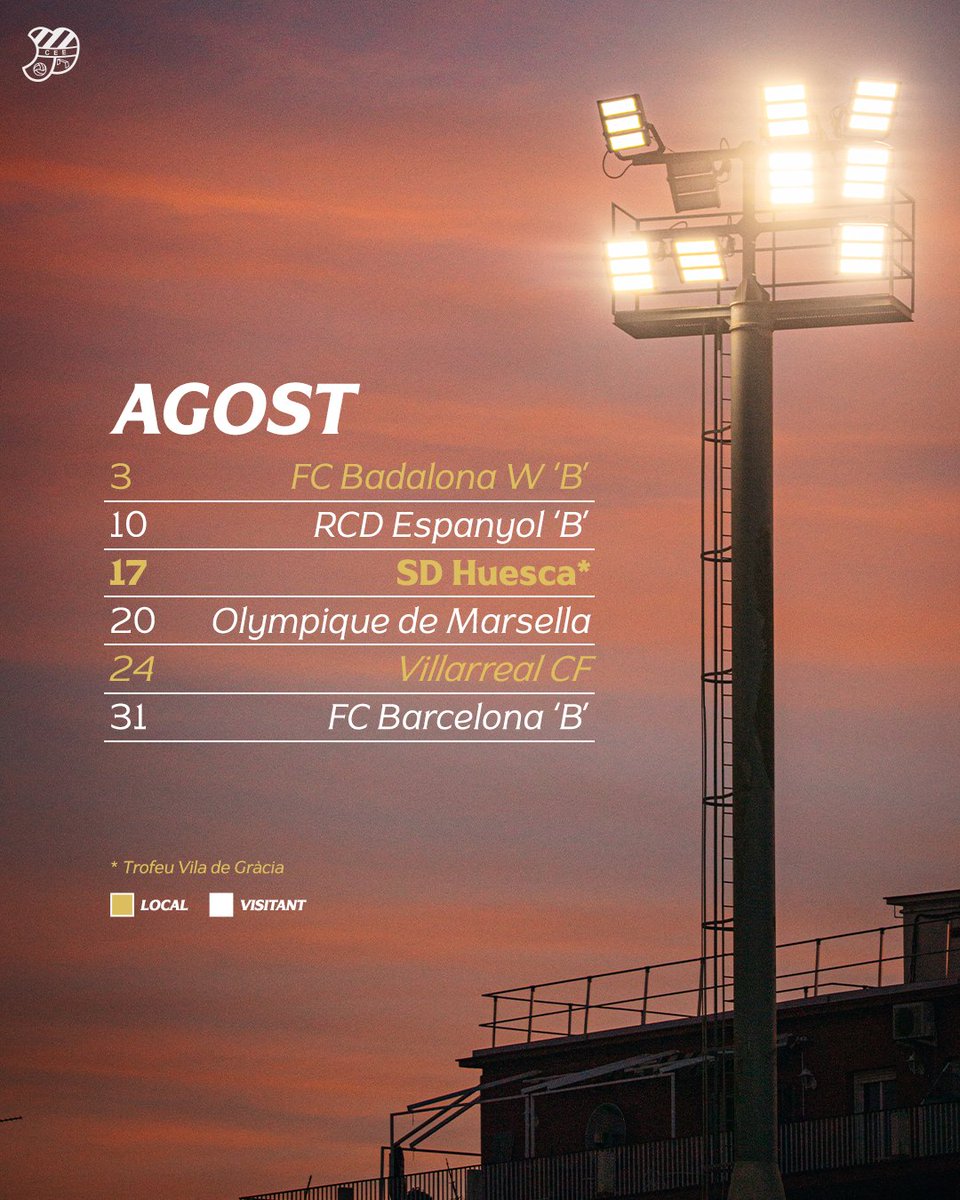 Club Esportiu Europa (@ceeuropa) on Twitter photo ⚽️ Ganes que rodi la pilota!
El Primer Equip femení ja té definida la pretemporada!
🏟️ FC Badalona Women 'B'
🚌 <a href="/RCDEFemeni/">RCD Espanyol Femení</a> 'B'
🏟️ Vila de Gràcia 🆚 <a href="/SDHuescaFem/">SDHuesca Femenino</a>
🚌 <a href="/OMfeminines/">Les Marseillaises</a>
🏟️ <a href="/CVFFemenino/">Villarreal CF Femenino</a>
🚌 <a href="/FCBfemeni/">FC Barcelona Femení</a> 'B'
Som-hi!! 💙🤍
#1RFEF ⚽️ Ganes que rodi la pilota!
El Primer Equip femení ja té definida la pretemporada!
🏟️ FC Badalona Women 'B'
🚌 <a href="/RCDEFemeni/">RCD Espanyol Femení</a> 'B'
🏟️ Vila de Gràcia 🆚 <a href="/SDHuescaFem/">SDHuesca Femenino</a>
🚌 <a href="/OMfeminines/">Les Marseillaises</a>
🏟️ <a href="/CVFFemenino/">Villarreal CF Femenino</a>
🚌 <a href="/FCBfemeni/">FC Barcelona Femení</a> 'B'
Som-hi!! 💙🤍
#1RFEF