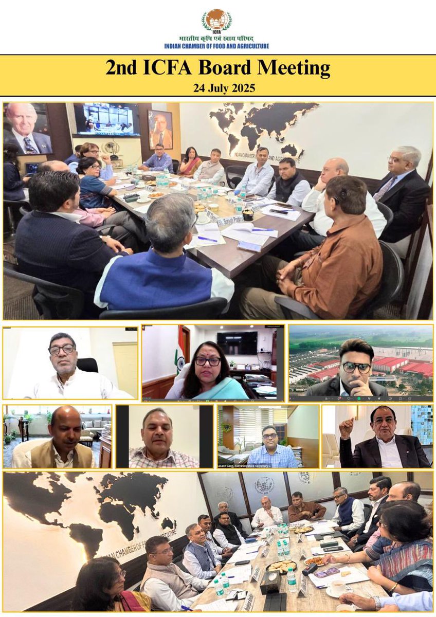 ICFA held its 2nd Board Meeting in New Delhi, chaired by Shri <a href="/sureshpprabhu/">Suresh Prabhu</a>. Key focus: agri-policy, exports, GM crops, sugarcane mission, digital tech, &amp; global outreach. Grateful to all leaders guiding India’s agri future! 🌾🌍
#ICFA #AgriLeadership #Policy #Innovation