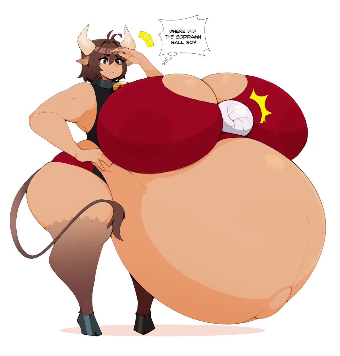 New art of my minotaur girl, Linza, by <a href="/zeruxu/">Zeruxu</a> !

I'm sure somebody will let her know, so the beach volleyball game can continue.