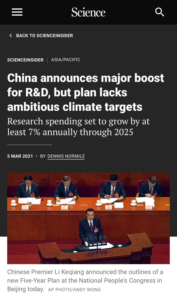 sky_phd's tweet image. चाइना ने 2021 में घोषणा की थी कि वह हर साल अपने रिसर्च और डेवलपमेंट (R&D) खर्च में लगभग 7% की बढ़ोतरी करेगा, लेकिन उसने अनुमान से कहीं अधिक, हर साल औसतन 8.7% की वृद्धि की। पिछले पाँच वर्षों में उसके R&D बजट में कुल मिलाकर करीब 45% की वृद्धि हुई है।