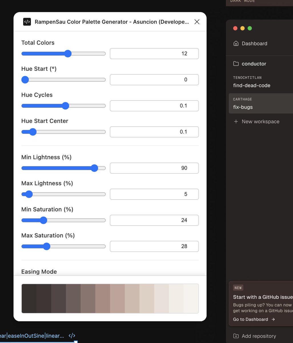 julianfkelly's tweet image. Using Conductor, I built a Figma plugin to generate color scales for Conductor + Chorus using @meodai's incredible RampenSau and RWBitten libraries. Would this be useful to release publicly?