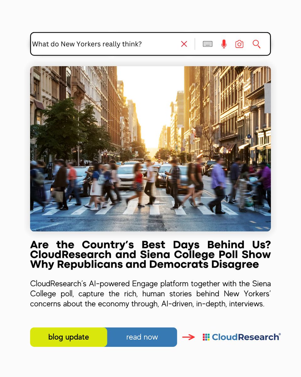 CloudResearch (@cloudresearch) on Twitter photo How divided is New York? A new <a href="/SienaResearch/">SienaResearch</a> poll, powered by CloudResearch’s #Engage, shows clear splits between Republicans and Democrats on issues from the economy to key political figures.
Read more: cloudresearch.com/resources/blog…
#NYPolling #polling #onlineresearch #AI How divided is New York? A new <a href="/SienaResearch/">SienaResearch</a> poll, powered by CloudResearch’s #Engage, shows clear splits between Republicans and Democrats on issues from the economy to key political figures.
Read more: cloudresearch.com/resources/blog…
#NYPolling #polling #onlineresearch #AI