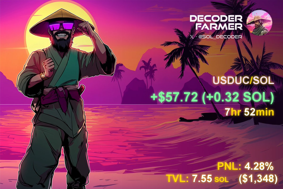 The0nlyWill's tweet image. Web3 is really something incredible! Being able to make passive income while you SLEEP IS INSANE 💰
DLMMing has been a cheatcode ever since it was introduced by Meteora but using @SOL_Decoder BOT to passively trade for me while I do other stuff, made it even BETTER 🦾
Stop…