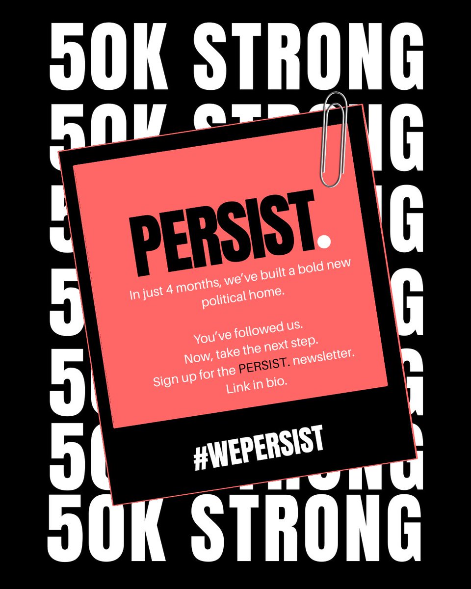 PersistNetwork's tweet image. From 70 women in a Signal thread to 50,000 strong in just four months.
That’s not just momentum. That’s power. 💥
You’ve followed us—now take the next step.
✉️ Join the PERSIST. list: bit.ly/3IHxUZl
No spam. Just rapid-response tools & exclusive invites. #WePERSIST