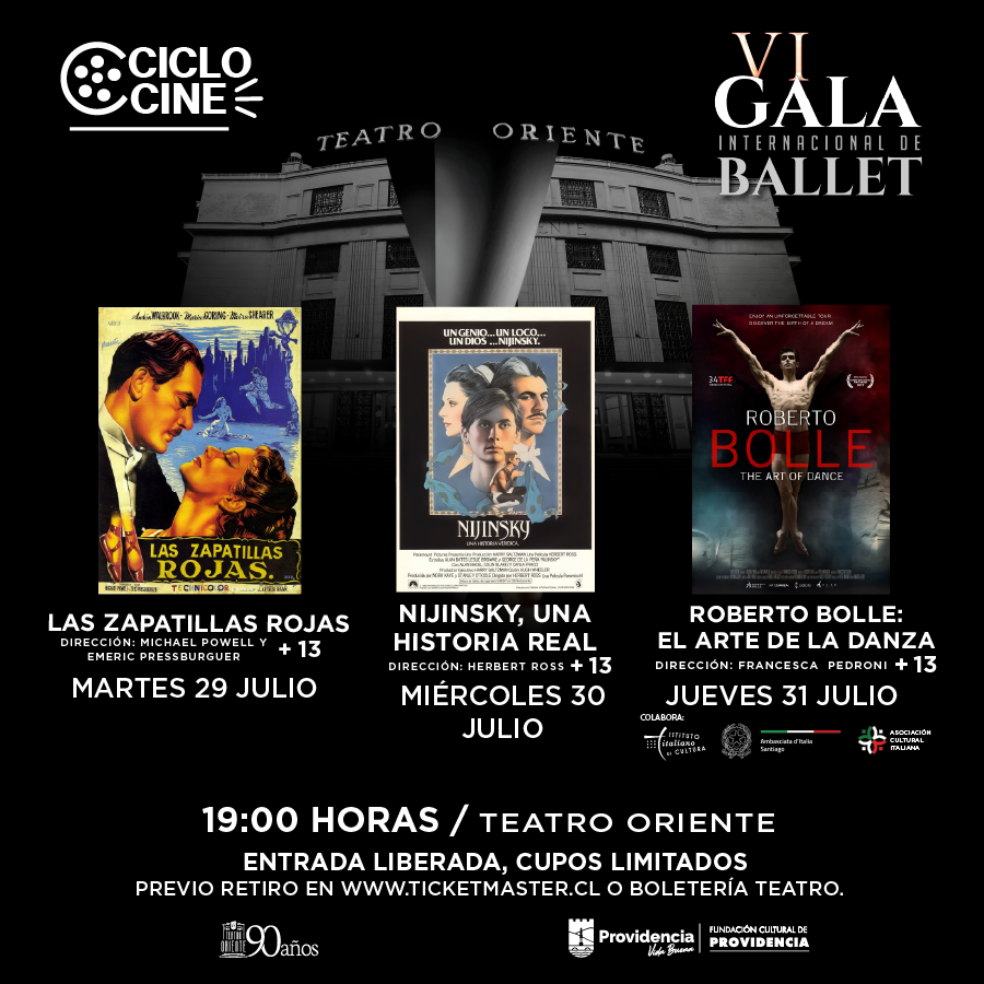#CINE En el marco de la VI Gala Internacional de Ballet de @culturaprovi organizó el #CicloDeCine "Mucho más que danza" con tres películas de danza. Entrada liberada, cupos limitados, previo retiro en ticketmaster.cl o boletería del teatro. <a href="/Muni_provi/">Muniprovi</a>