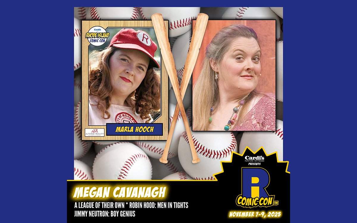 ricomiccon's tweet image. Please welcome Megan Cavanagh to #RICC2025 at @The_AMPPVD and @RIConvention! Megan made her film debut in A League of Their Own as Marla Hooch. She also voiced Judy Neutron and Sasha Vortex in the 2001 Oscar-nominated animated feature Jimmy Neutron: Boy Genius. Buy tickets now!…