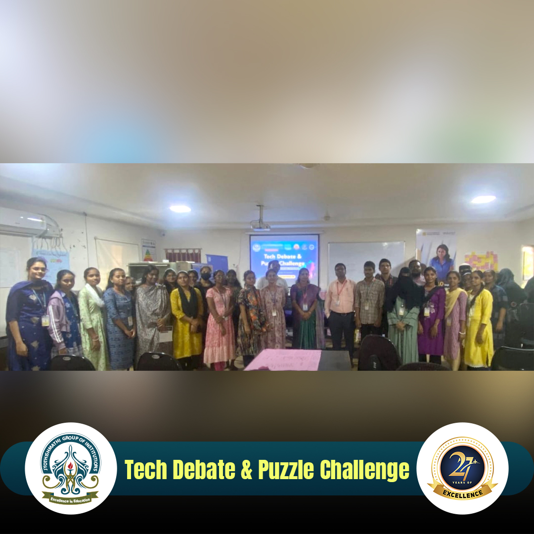 jyothish_mathi's tweet image. The #𝐉𝐈𝐓𝐒_𝐈𝐒𝐓𝐄 𝐒𝐭𝐮𝐝𝐞𝐧𝐭 𝐂𝐡𝐚𝐩𝐭𝐞𝐫 successfully organized an exciting and intellectually stimulating event titled “𝐓𝐞𝐜𝐡 𝐃𝐞𝐛𝐚𝐭𝐞 &amp;amp; 𝐏𝐮𝐳𝐳𝐥𝐞 𝐂𝐡𝐚𝐥𝐥𝐞𝐧𝐠𝐞&quot; on 𝟐𝟒𝐭𝐡 𝐉𝐮𝐥𝐲 𝟐𝟎𝟐𝟓 𝐚𝐭 𝐉𝐈𝐓𝐒(𝐀𝐮𝐭𝐨𝐧𝐨𝐦𝐨𝐮𝐬), Karimnagar.
#CodeQuest