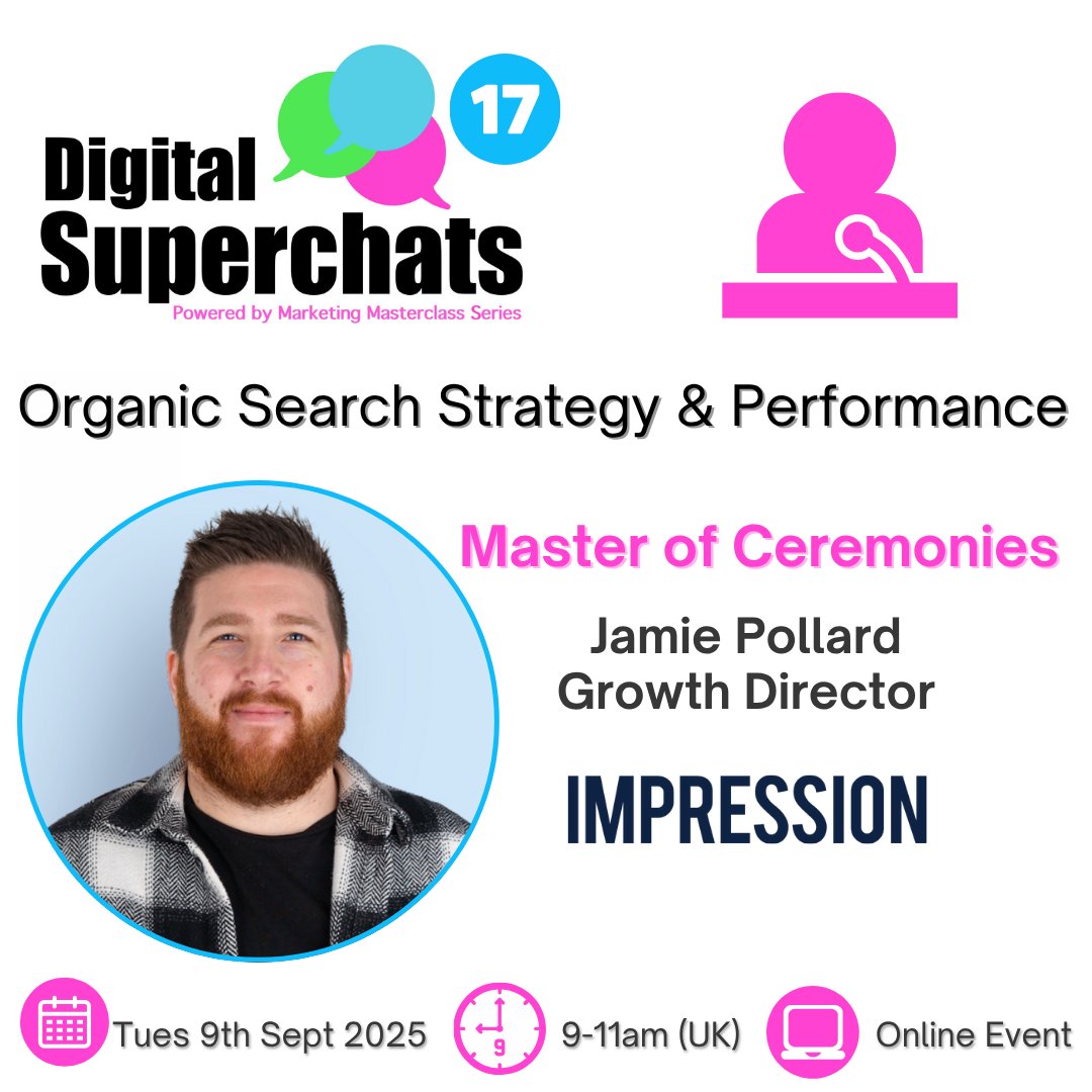Mktg_M_Series's tweet image. Introducing our Official MC for September's Digital Superchats e-Event; welcome Jamie Pollard @impressiontalk!
✅Register to e-Attend: tinyurl.com/ykenm5sw
#digitalsuperchats #seo #searchengineoptimisation #ChatGPT #digitalmarketing #contentmarketing @fatjoewho