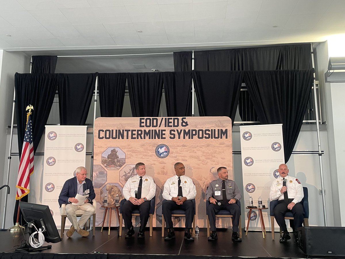 ArlingtonVaFD's tweet image. Lt Weeks participated in a panel of law enforcement leaders, where they shared strategies for protecting communities from explosive threats. The discussion addressed how agencies are adapting to emerging challenges such as drone technology, lone actors, & evolving threat tactics.