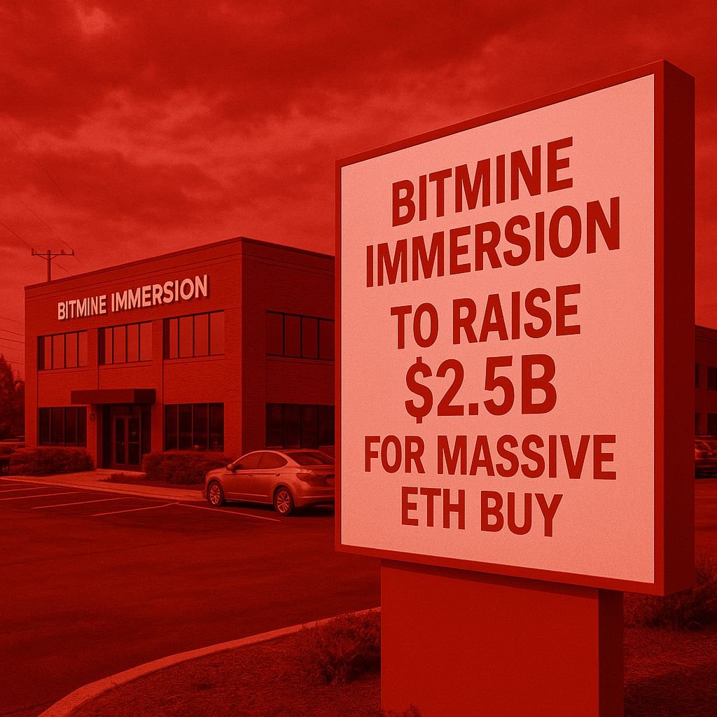 BITMINE IMMERSION TO RAISE $2.5B FOR MASSIVE ETH BUY Publicly traded Bitmine  Immersion is set to raise $2.5 billion to expand its Ethereum holdings. The  aggressive move highlights accelerating institutional demand for