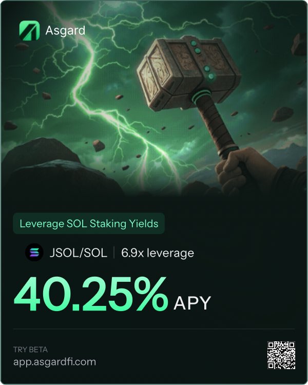 ankitkr0's tweet image. Unlocked God Mode for DeFi, currently printing 40.3% APY on my SOL via @asgardfi.