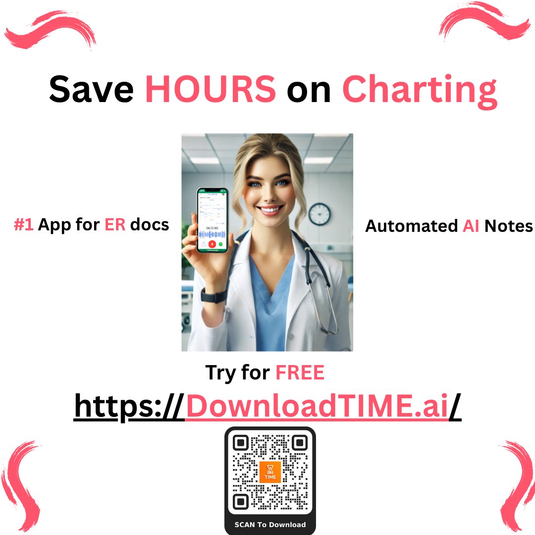 aaeminfo's tweet image. AAEM Member Exclusive: Save hours on charting with TIME—the #1 AI scribe built by ER docs to ease documentation, fight burnout, and improve care. Try FREE + join thousands of ER docs reclaiming their TIME. 50% off w/ code AAEM2025. #EM #AIScribe

🔗downloadtime.ai