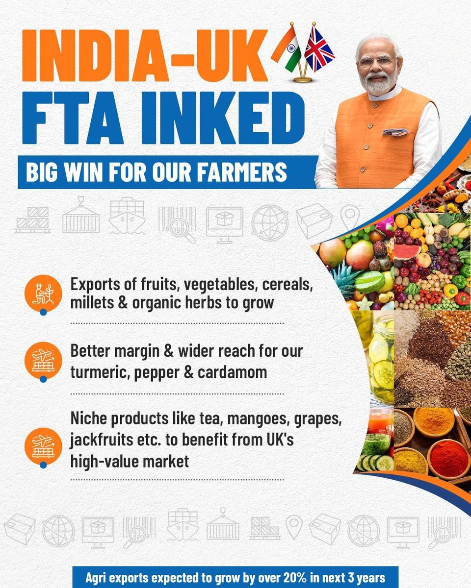 🇮🇳🇬🇧Maharashtra Set to Gain Big from Landmark India–UK Trade Agreement !

Many Congratulations and thanks to Hon PM Narendra Modi Ji for the landmark India–UK Free Trade Agreement, which brings immense benefits Indians including Maharashtra’s farmers, artisans and service sector