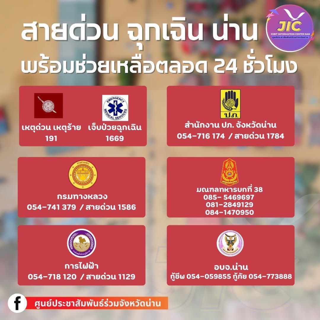 เอลรบกวนขอคนละ 1 รีนะคะ ช่วยกันกระจ่ายข่าวค่ะ 🙇🏻‍♀️

น้ำท่วมน่านยังไม่ลดเลย น้ำสูงขึ้นเรื่อยๆ🚨

ขออนุญาตแปะเบอร์ติดต่อฉุกเฉิน ช่องทางการบริจาคสิ่งของและทุนทรัพย์เพื่อช่วยเหลือผู้ประสบภัยน้ำท่วมในจังหวัดน่าน

#น้ำท่วมน่าน #พายุวิภา #น่าน