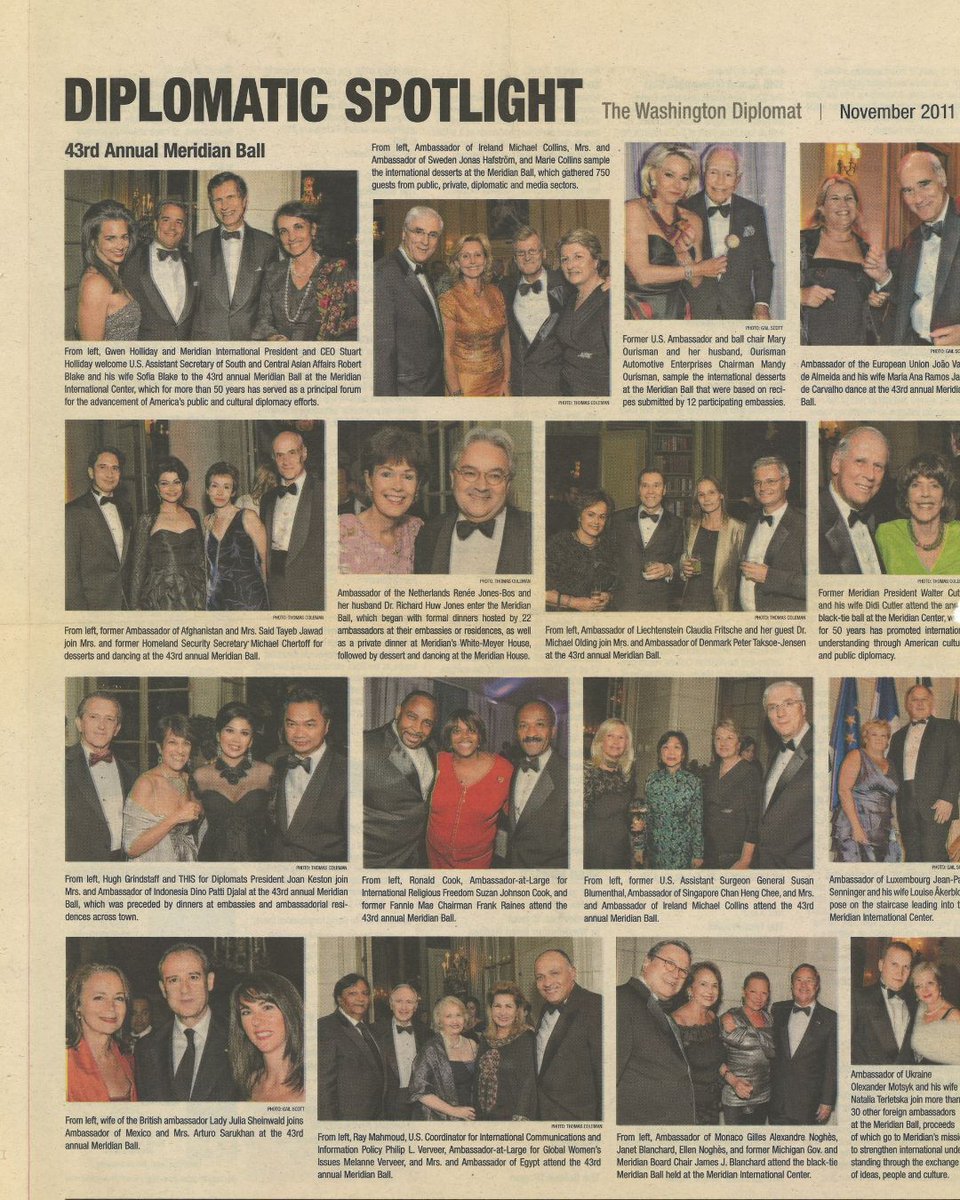 MeridianIntl's tweet image. From the archives: The Meridian Ball, featured in @diplomatnews (2011), has long united diplomats, leaders &amp;amp; changemakers for a night of cultural connection. The tradition continues this October. Follow along as we celebrate its legacy.

#MeridianBall
