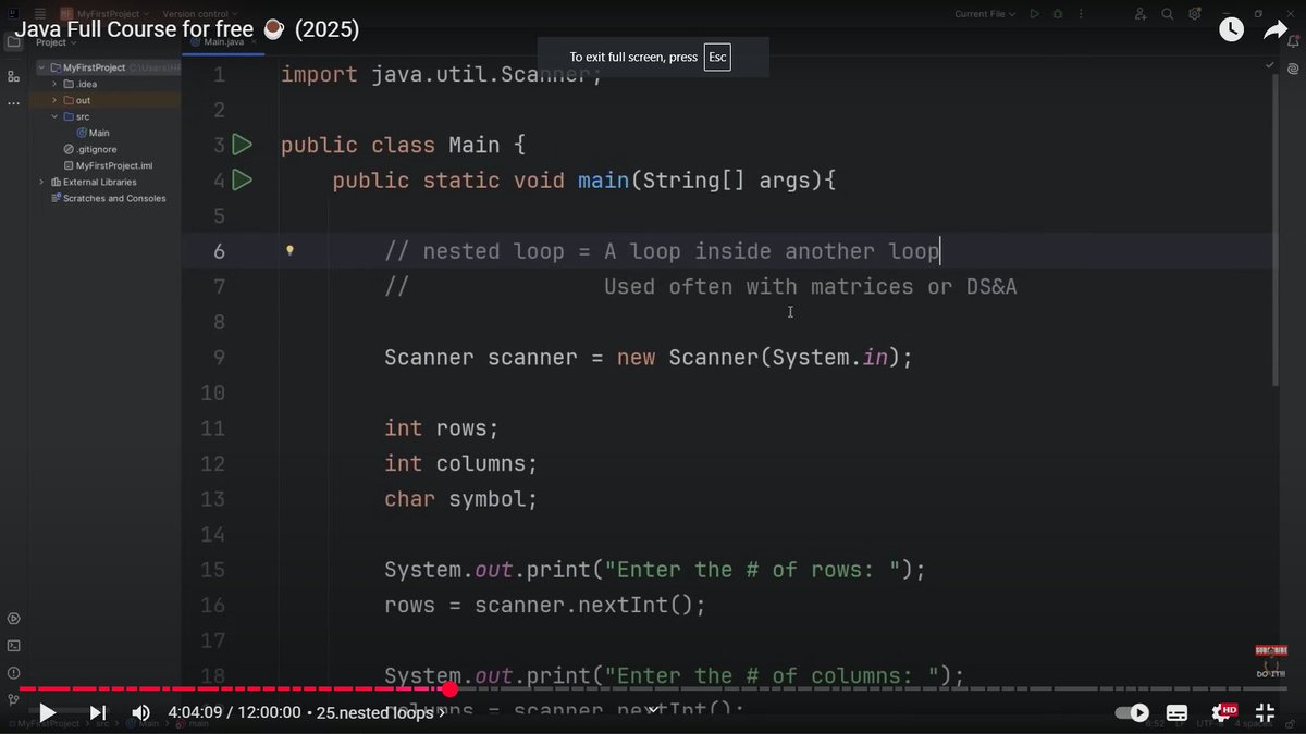Himanshi1286's tweet image. 🚀 Java Day 4 🚀
✅ Logical Operators &amp;amp;&amp;amp;, ||, !
✅ Input validation with loops 🔄
✅ While, Do-While &amp;amp; For loops ⏳
✅ Nested loops &amp;amp; patterns 🔲
✅ Break &amp;amp; Continue control flow 🛑▶️
✅ Fun Number Guessing Game 🎯
#Java #100DaysOfCode #JavaBeginner