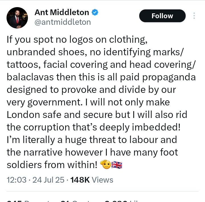 MrTibblesNewEra (@mrtibblesnewera) on Twitter photo The country is being ruined by people who wear unbranded clothing and don't have tattoos.
He's fecking lost it hasn't he?
<a href="/antmiddleton/">Ant Middleton</a> The country is being ruined by people who wear unbranded clothing and don't have tattoos.
He's fecking lost it hasn't he?
<a href="/antmiddleton/">Ant Middleton</a>