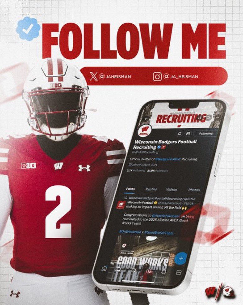 JaHeisman's tweet image. Follow ME: TikTok @jaheisman | Instagram @ja_heisman @WisFBRecruiting @BadgerFootball