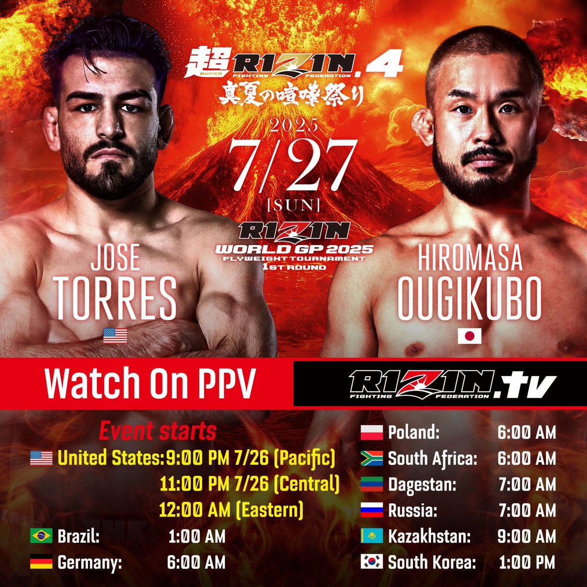 🔥Don’t miss Jose “Shorty” Torres make his sophomore appearance in #RIZIN at #SuperRIZIN4

➡️ WATCH Super RIZIN.4 at RIZIN.tv #RIZINTV

📅 July 26/27 | 🇺🇸 🕓 9:00 PM (PT) / 11:00 PM (CT) / 12:00 AM (ET)