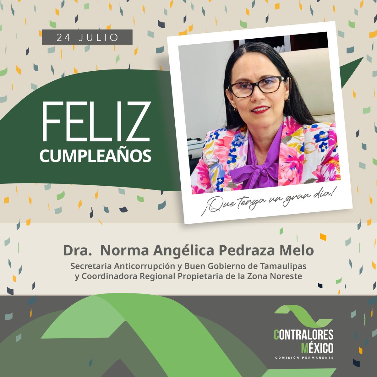 ¡Feliz cumpleaños Norma Angélica Pedraza Melo¡

Hoy celebramos tu día y reconocemos tu importante labor al frente de la Secretaria Anticorrupción y Buen Gobierno de Tamaulipas. Te deseamos un día lleno de momentos gratos. Que sea el inicio de un año de éxitos y salud.