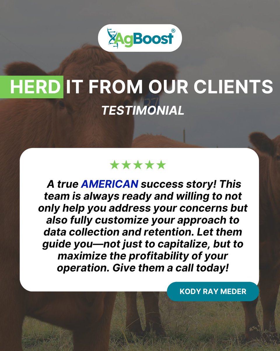 A true American success story! 🇺🇸 We're honored to support producers like Kody Ray Meder with AgBoost. Simplify data collection, customize herd strategies, and unlock your operation's potential. 

#AgBoost
