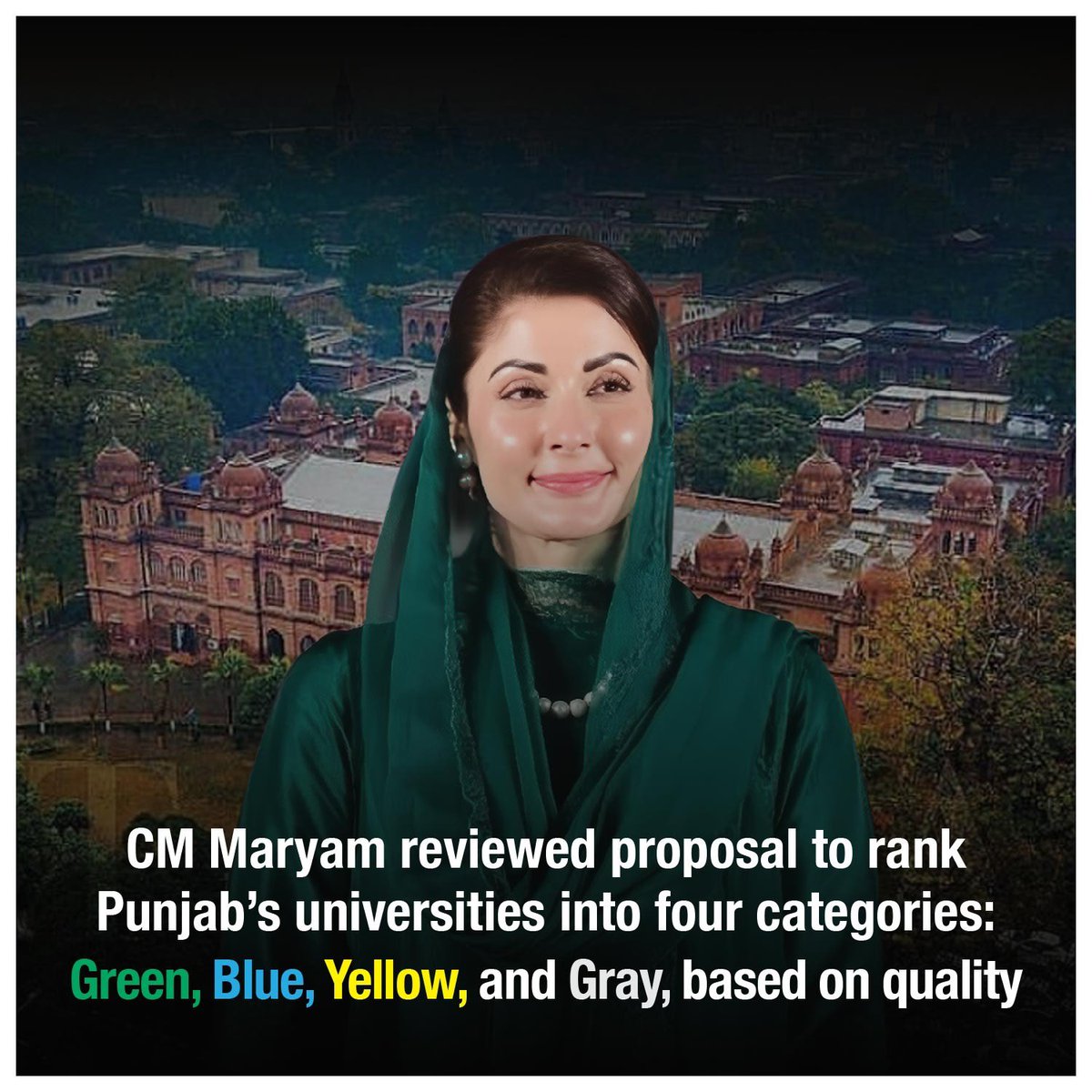 CM Maryam reviewed proposal to rank Punjab's universities into four categories: Green, Blue, Yellow, and Gray, based on quality