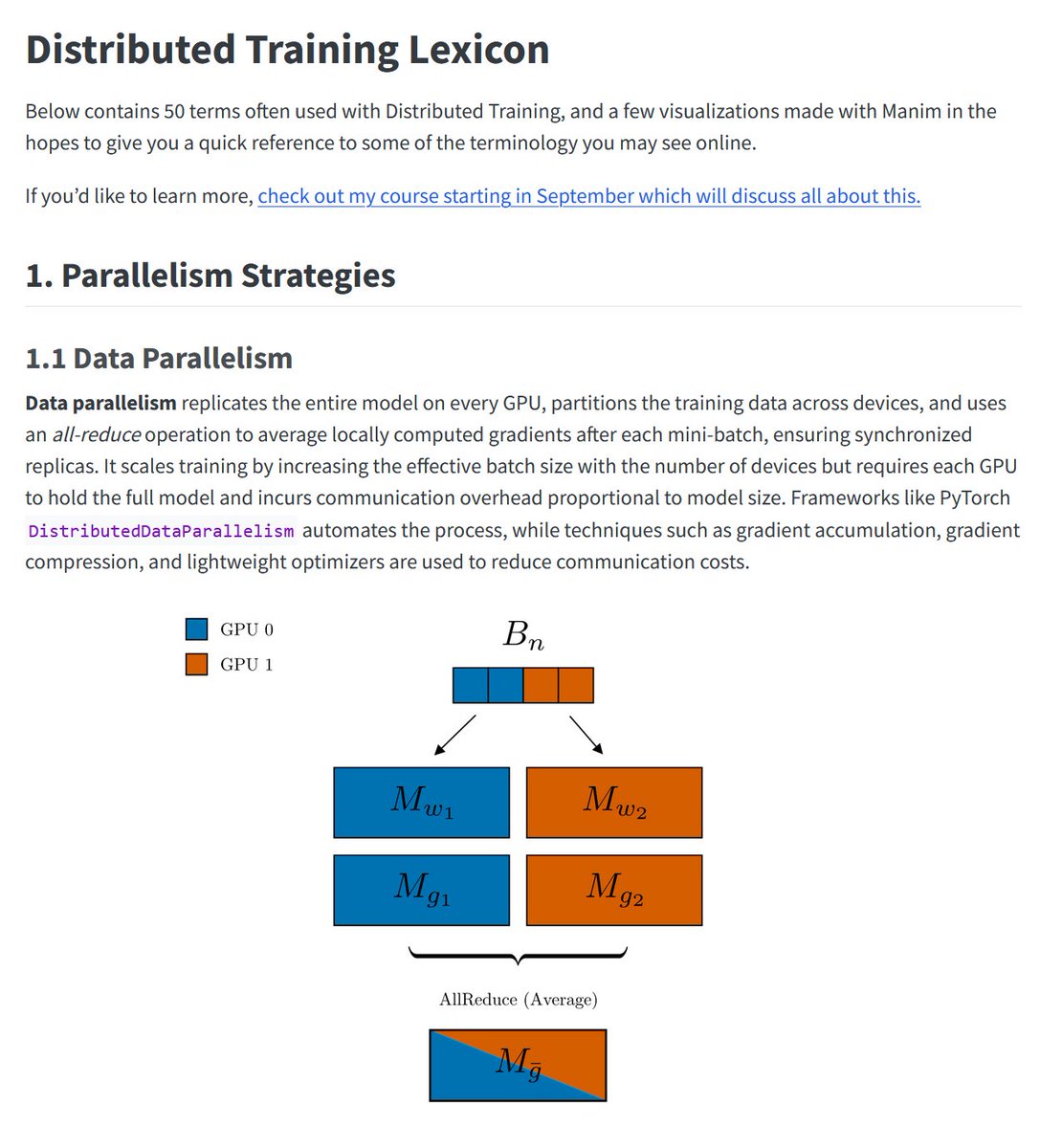 TheZachMueller's tweet image. Distributed training has its own dialect.
I made a pocket dictionary so you don’t open 50 browser tabs every time a paper mentions “ZeRO-offload.”
49 terms, crisp definitions, diagrams where they actually help.
Grab it, skim it, get back to training.
distributedlexicon(.)com