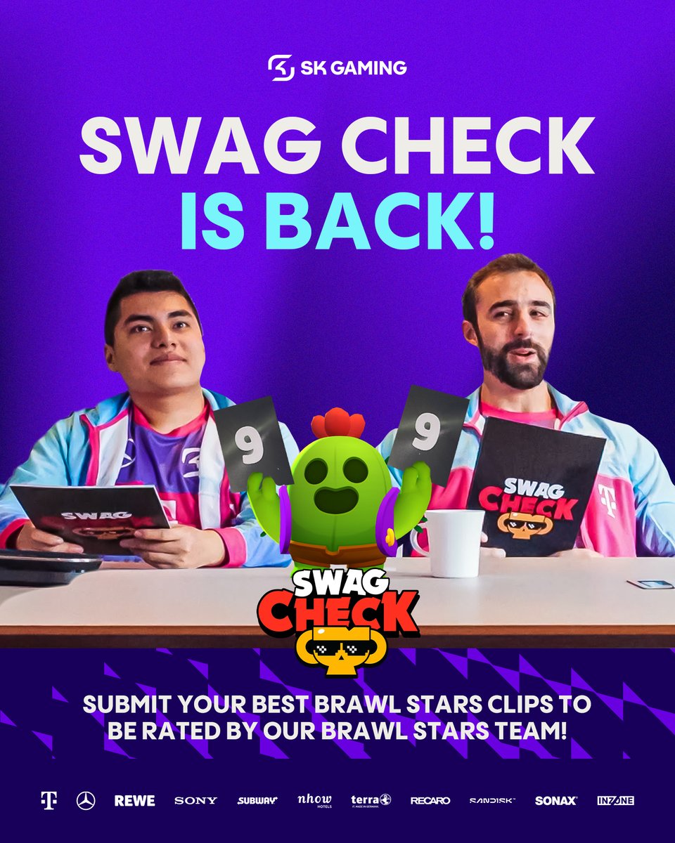 SWAG CHECK IS BACK 🥵 

Our Brawl Stars team is going to react to your very best clutches again! You have 2 weeks from now to send in 1 clip each on our DiSKord 👇