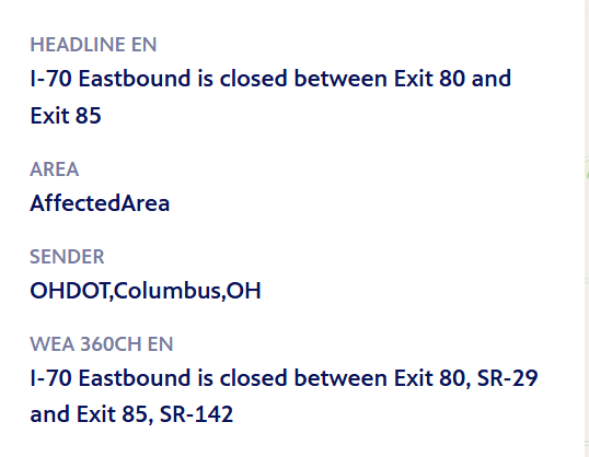 Rob Dale (@therobdale) on Twitter photo Please train WEA senders <a href="/ODOT_Columbus/">ODOT Columbus</a> as this message is missing just about everything needed to make it effective.
Who sent it?
Where do they get additional info / updates?
Can you link to a social media post with a map?
See bit.ly/learn2warn
#EMGTwitter Please train WEA senders <a href="/ODOT_Columbus/">ODOT Columbus</a> as this message is missing just about everything needed to make it effective.
Who sent it?
Where do they get additional info / updates?
Can you link to a social media post with a map?
See bit.ly/learn2warn
#EMGTwitter