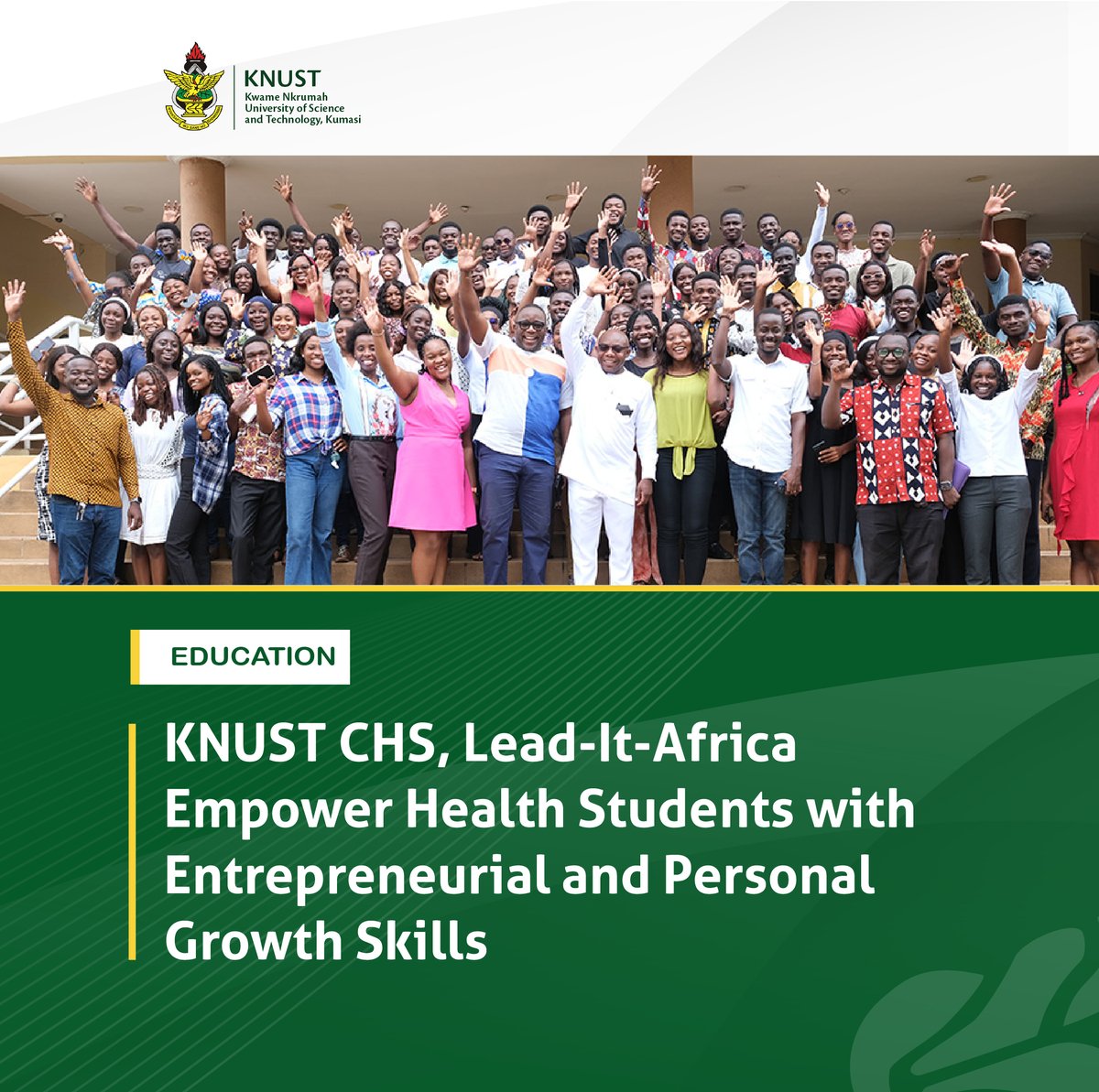 KNUSTGH's tweet image. The two-day titled “Ready for Life” was organized in collaboration with Lead It Africa, an organization focused on personal growth programmes.
Learn more here⬇️
knust.edu.gh/news/news-item…