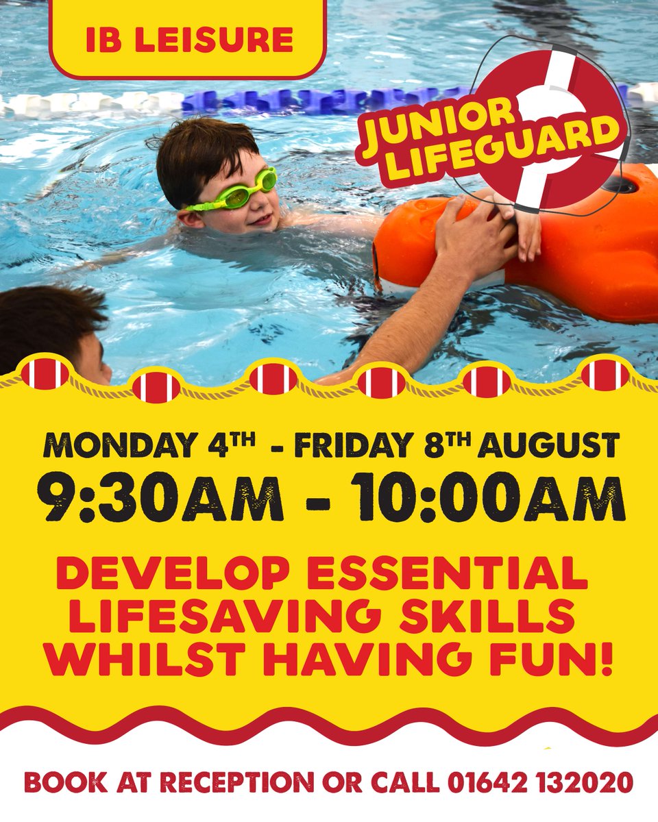 TeesActive's tweet image. Join our Junior Lifeguard sessions! 🛟 Book at reception ✅

📍IB Leisure: Aug 4-8, 09:30-10:00
📍Stockton Splash: Aug 18-22, 08:00-08:30

More info 👉 teesactive.co.uk/swimming-cours…