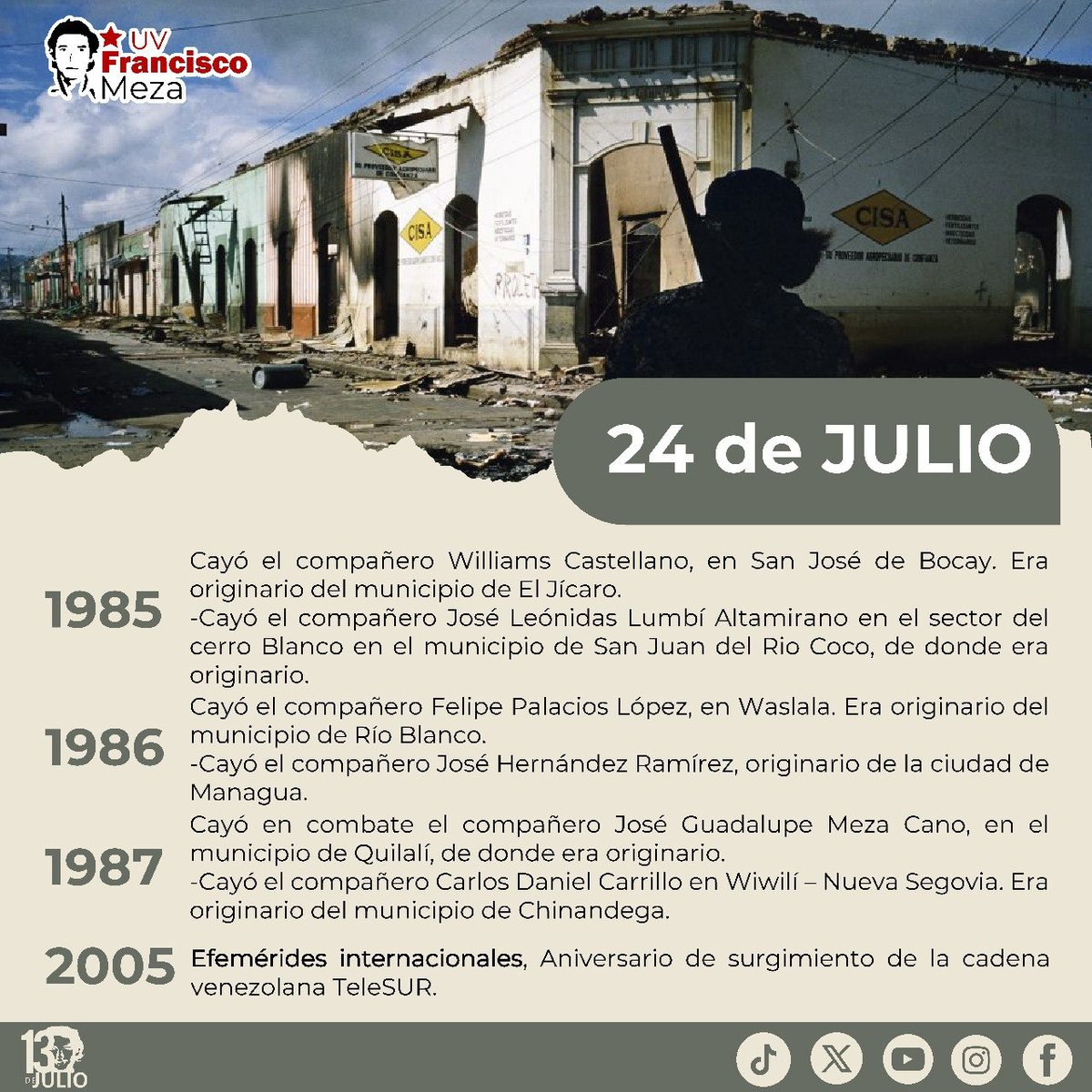 Efemérides de la Revolución Popular Sandinista 🔴🌑
¡La marcha hacia la victoria, no se detiene! 
#SomosUNAN
#ManaguaSandinista
#4619Victoriosos