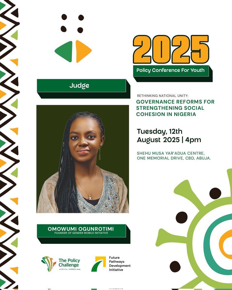 ThePolicyNG's tweet image. Thrilled to announce Omowumi Ogunrotimi as a judge for #PolicyChallenge2025! 

A feminist lawyer &amp;amp; founder of @gendermobile, Omowumi, has led impactful reforms across 33 states + 200 institutions. 

She&apos;s a Global Citizen Prize winner &amp;amp; UNFPA Digital Safety Champion.