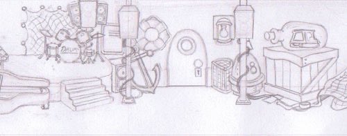 ThatPenguinGame's tweet image. 18 years ago today, the Club Penguin Team shared a Behind the Scenes Sketch of the Lighthouse room in the upcoming PSA Mission 4: Avalanche Rescue.