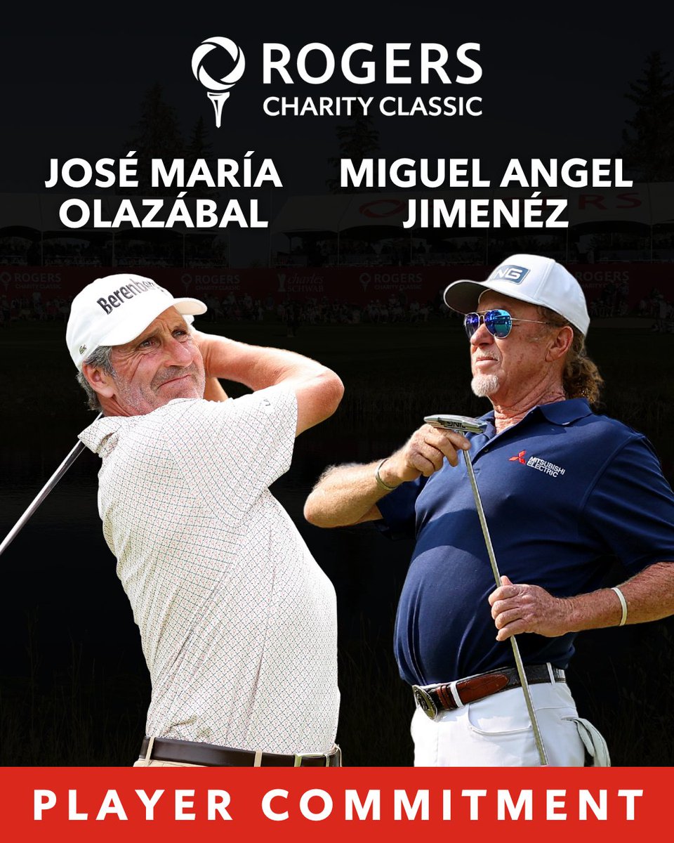 Rogers Charity Classic (@rogersclassic) on Twitter photo 🚨PLAYER ANNOUNCEMENT!🚨
Spain’s José María Olazábal and Miguel Angel Jimenéz Book Tickets for the 2025 Rogers Charity Classic!🇪🇸
Olazábal becomes the fourth World Golf Hall of Famer to join the field and Jimenéz arrives as the number-one ranked player on the <a href="/ChampionsTour/">PGA TOUR Champions</a>! 🚨PLAYER ANNOUNCEMENT!🚨
Spain’s José María Olazábal and Miguel Angel Jimenéz Book Tickets for the 2025 Rogers Charity Classic!🇪🇸
Olazábal becomes the fourth World Golf Hall of Famer to join the field and Jimenéz arrives as the number-one ranked player on the <a href="/ChampionsTour/">PGA TOUR Champions</a>!