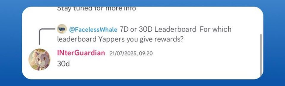 L4t5s's tweet image. INFINIT Yappers Season 1 closes on August 7, 2025, with 2 million $IN tokens (0.2% of the total supply) allocated to reward the most active and impactful community voices.
The distribution is based on Kaito Mindshare, which factors in both your reach and leaderboard position.…