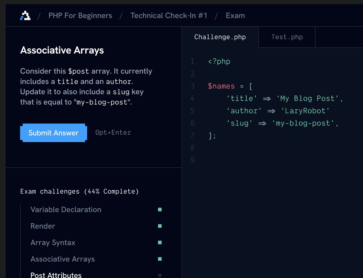 Secret to success is making your thing just a tiny bit better each day. Don't get trapped in "it's not perfect yet" territory. Get it to good enough, ship it, and then work on it more tomorrow. 👍

Cleaner Laracasts exams coming soon... just about to ready to deploy.