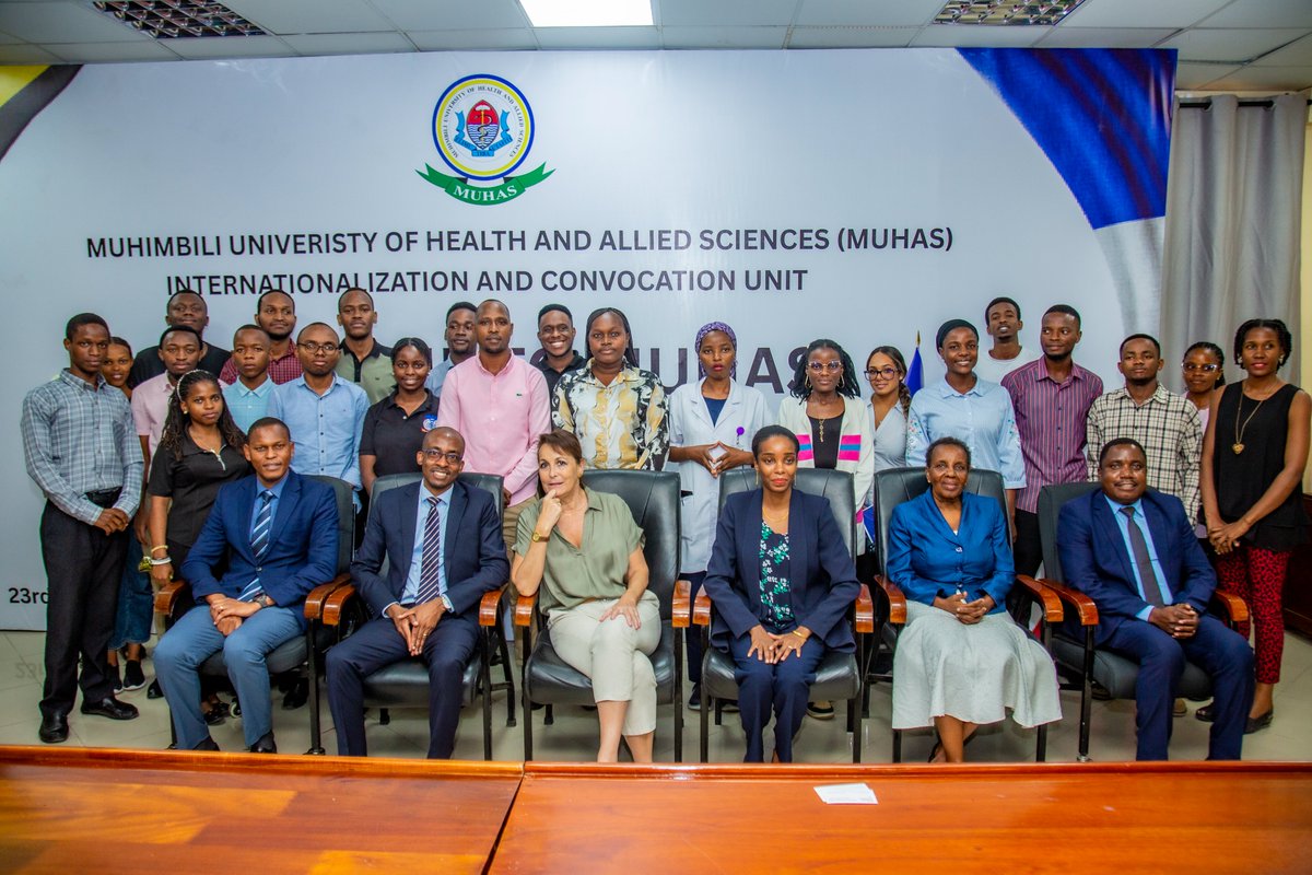 MUHAS_Alumni's tweet image. Participants from MUHAS, the French Embassy, invited institutions, local and international students, staffs and alumni gathered for a group photo with H.E. @annesophieave Ambassador of France to Tanzania, marking a memorable moment of engagement and shared commitment to…