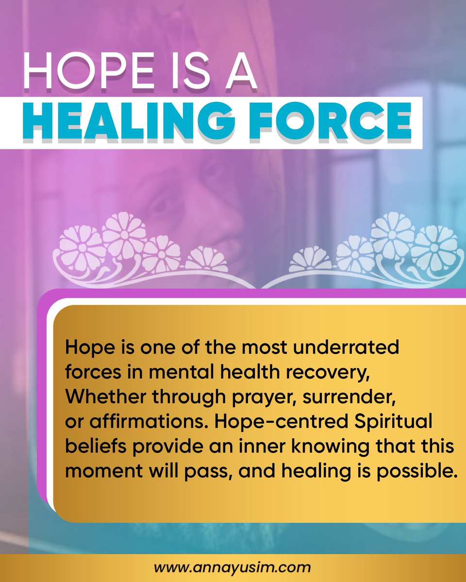 Hope isn’t a luxury—it’s a lifeline.

Through prayer, affirmations, or surrender, spiritual belief reminds us: this moment will pass.

Healing is possible.

#HopeHeals #MentalHealthRecovery #FaithInHealing #SpiritualSupport #MindBodyConnection #InnerLight #EmotionalStrength