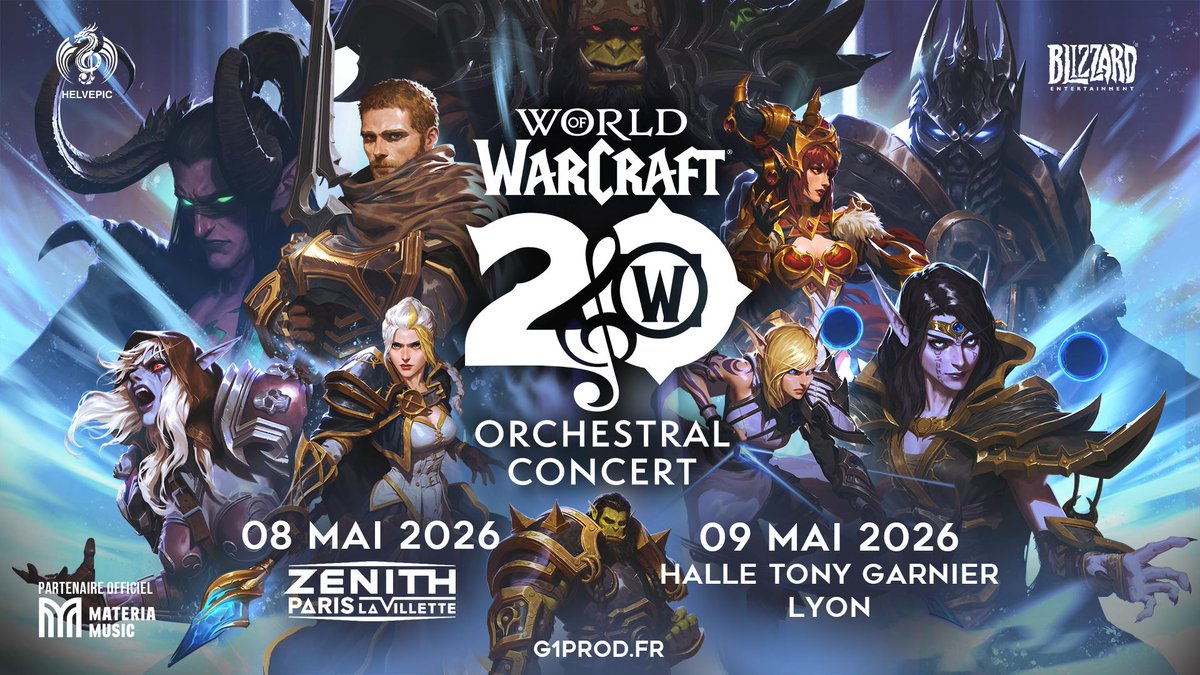 « World of Warcraft: 20 Years of Music », notre concert symphonique officiel célébrant le 20e anniversaire de WoW, arrive au Zénith de Paris et à La Halle Tony Garnier de Lyon en 2026 !

En partenariat avec <a href="/helvepic/">Helvepic</a> et Heroes Concerts.