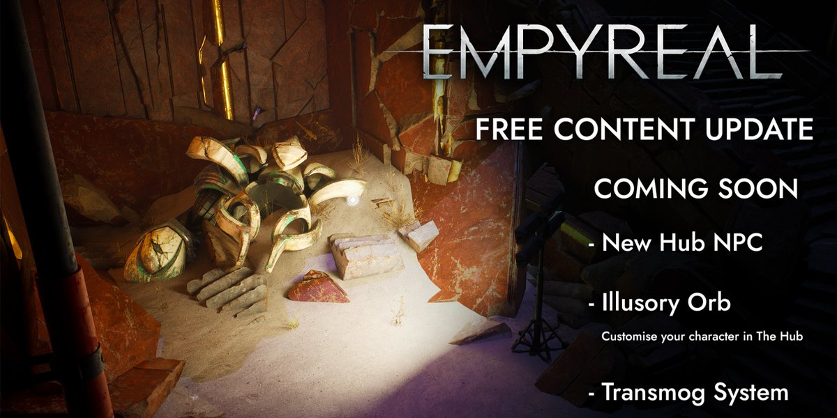 empyrealgame's tweet image. Mercenaries, a free content update is coming to Empyreal.
Introducing a new Hub NPC, the Illusory Orb, and Transmog, this update is all about customisation!
Keep an eye out as we'll be sharing more information soon.