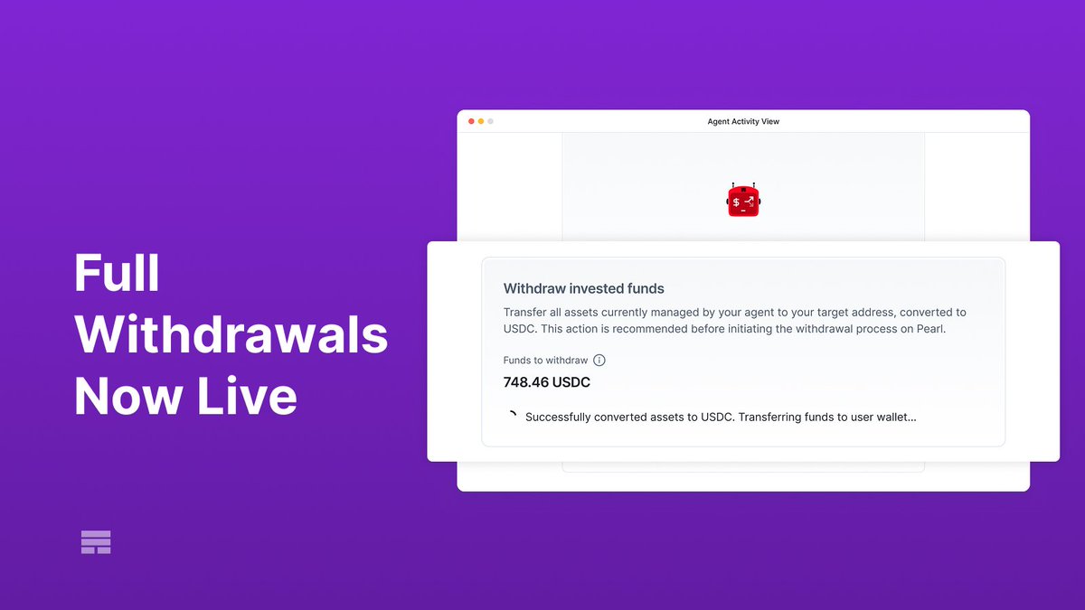 autonolas's tweet image. The wait is over 🟪
Pearl users, you can now withdraw all your funds from Modius and Optimus agents, including staked OLAS — directly from within the Pearl app!
No more manual steps. Full control. Full ownership.
👉🏻Update now: olas.network/pearl