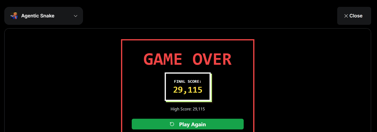 alright decided to play the snake game on warden protocol with my laptop, no external mouse by the way, i wonder if anyone can beat this numbers <a href="/wardenprotocol/">Warden</a>