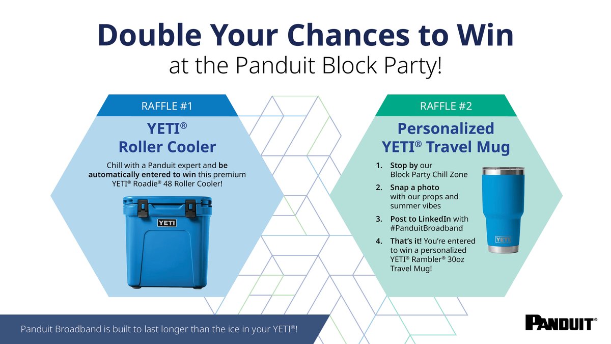 Visit #PanduitBroadband and #PanduitFMPS at ICT ISE EXPO in booth #1513. Stop by to be entered into two cool raffles!