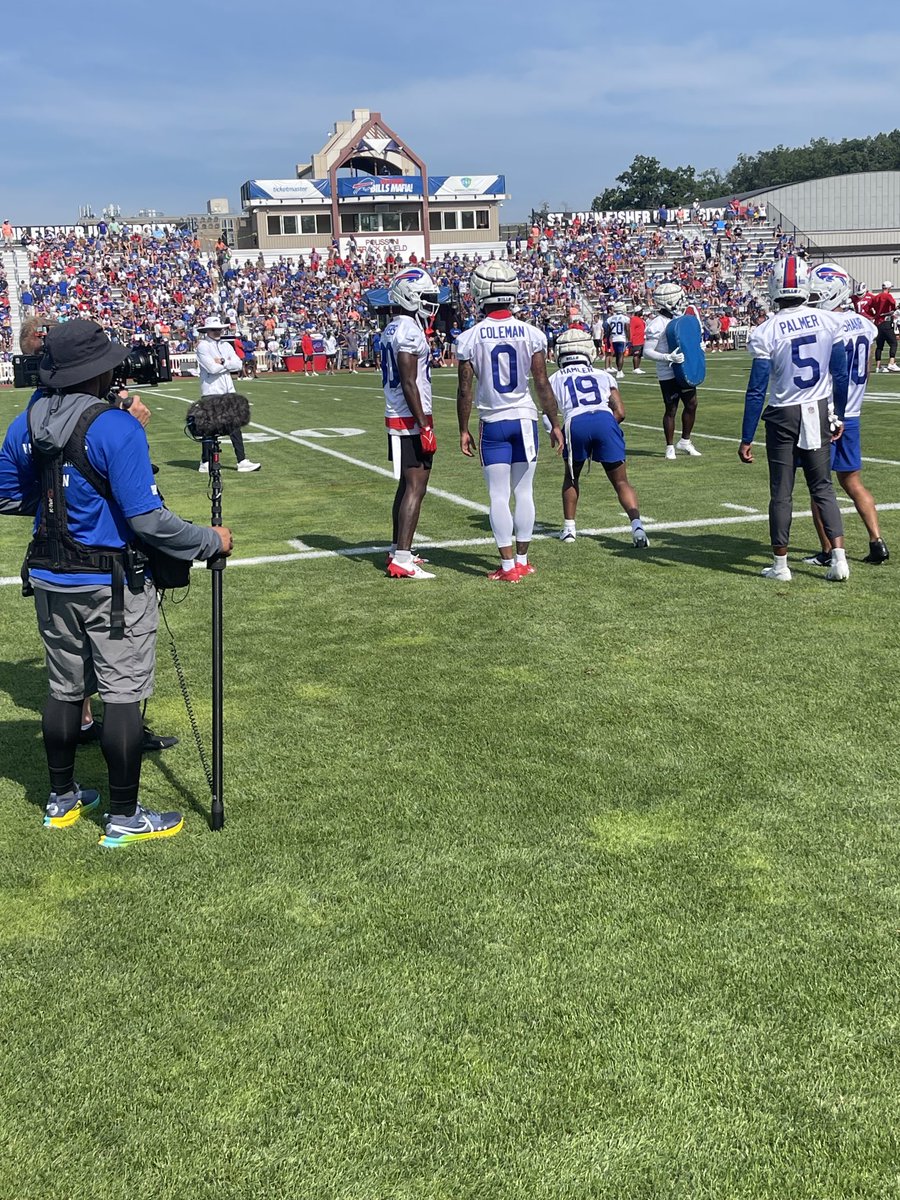 JoeBuscaglia's tweet image. The Bills WRs on Day 2, with HC Sean McDermott and Hard Knocks monitoring closely.