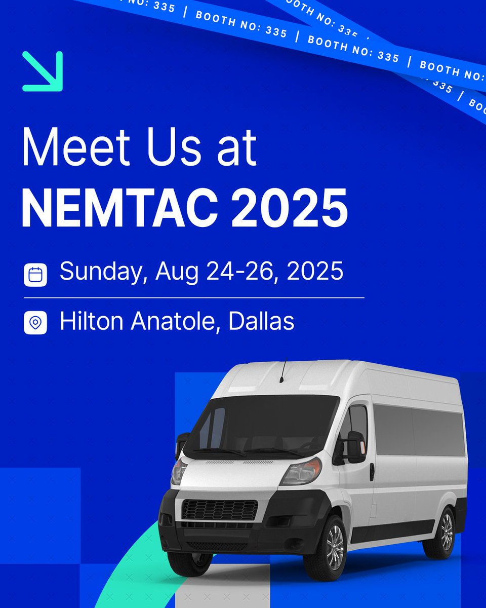 TobiSoftware's tweet image. We&apos;re proud to participate in NEMTAC 2025. Let’s connect and move NEMT forward.

📅 August 24–26, 2025
📍 Hilton Anatole, Dallas, TX
🔹 Visit us at Booth #335

#NEMTAC2025 #TobiSoftware #NEMT #NEMTConference