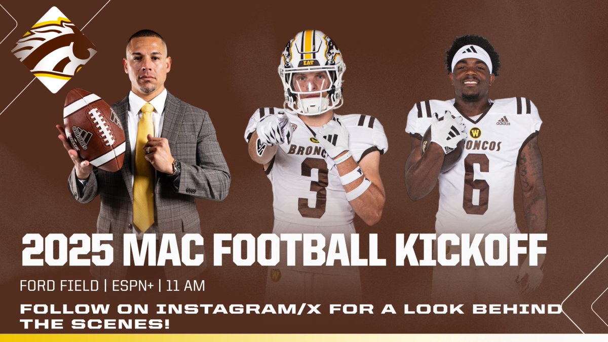 WMU_Football's tweet image. We are at Ford Field for the 2025 MAC Football Kickoff!
Tune in live on ESPN+ at 11 a.m. and follow us for a look behind the scenes here in Detroit!
📺espn.com/watch/player/_…