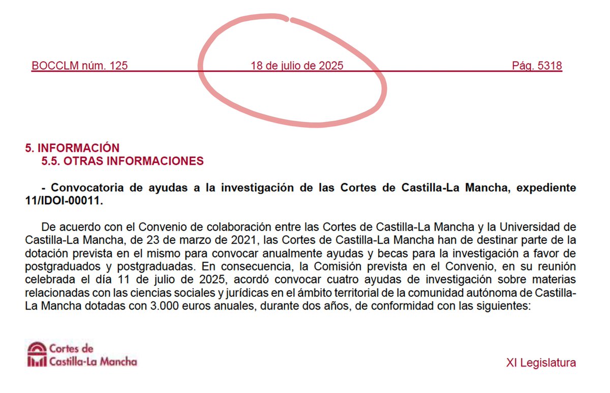 FcomUCLM's tweet image. 🚨 ¿Quieres investigar?
Acaban de salir las becas de las @cortesclm  de ayuda a la  investigación, para personas becarias, ayudantes o docentes en formación, con contrato en la @uclm_es  o centros de Investigación. Toda la info en el cortesclm.es/index.php/bole… del 18 de julio. 🚨